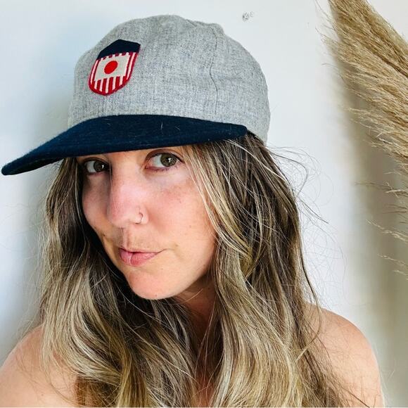 EBBETS FIELD Grey Flannel Brown Leather Snapback Adjustable Baseball Hat Cap - Picture 9 of 10